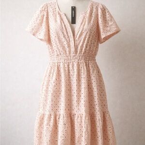 Elegant Pink Eyelet Dress